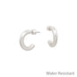 Water Resistant .75" Simple Matte Silver Hoop Earring