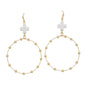 White Cross Shape with Gold Beaded Open Circle Drop 2" Earring