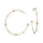 Water Resistant Gold Beaded and Pearl 2" Hoop Earring