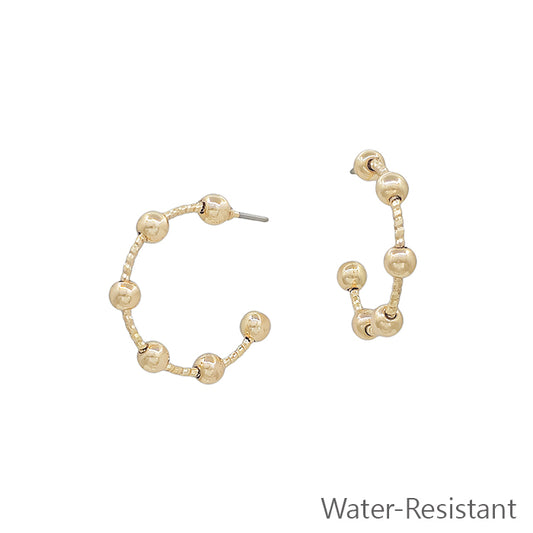 Water Resistant Textured Ball on Gold Hoop 1"