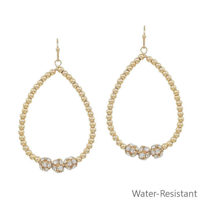 Water Resistant Beaded Hoop with Pave Beaded Accent 2" Earring