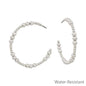 Water Resistant 3mm & 4mm Silver Beaded 2" Hoop Earring