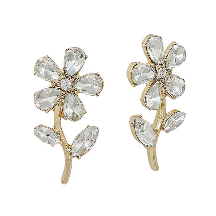 Clear Crystal Flower 1" Stud Earring