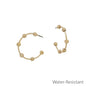 Water Resistant Gold Bar with Textured Gold Ball 1" Hoop Earring