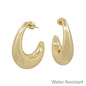 Water Resistant Gold Thick Teardrop 1.5" Earring