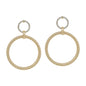 Gold Open Circle with Pave Beaded Accent 2" Earring