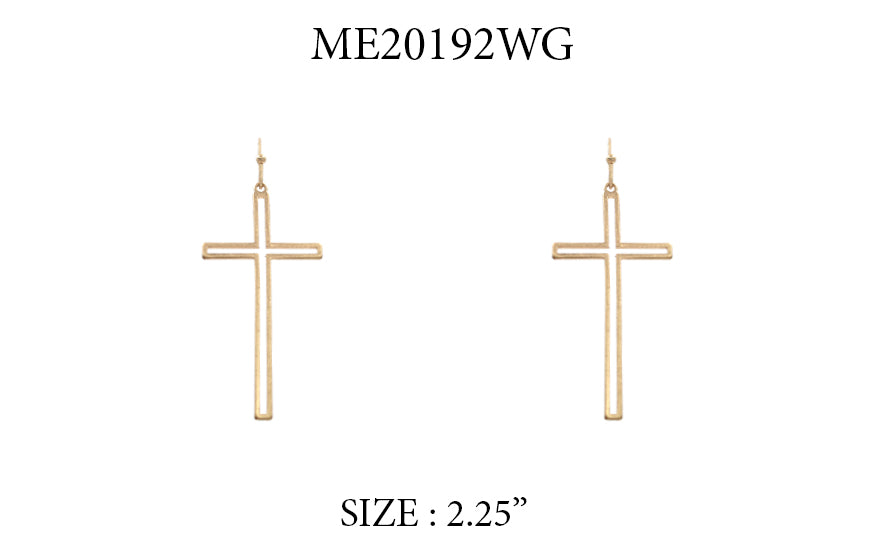 Gold Open Cross 1" Earring