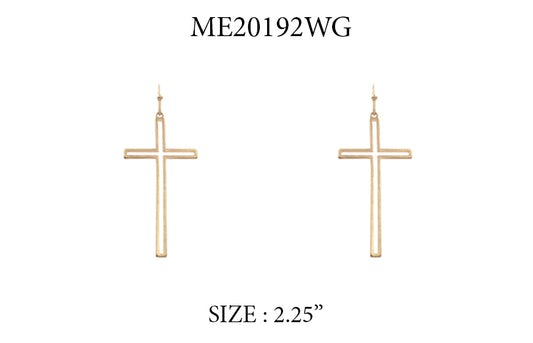Gold Open Cross 1" Earring