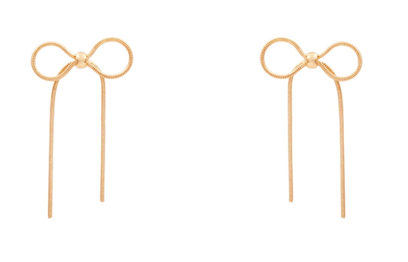 Gold Textured Bow 2" Earring