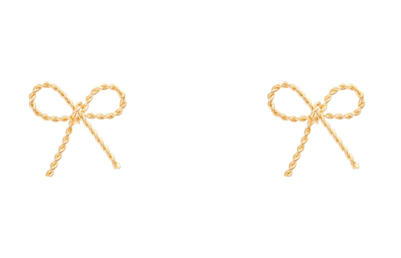 Gold Textured Bow 1" Earring