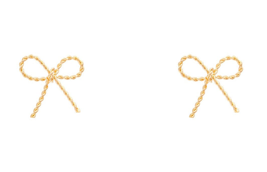 Gold Textured Bow 1" Earring