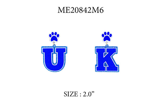 Blue and White UK 2" Acrylic Gameday Earring (Copy)