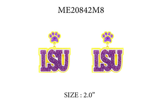 Yellow and Purple LSU 2" Acrylic Gameday Earring (Copy) (Copy)