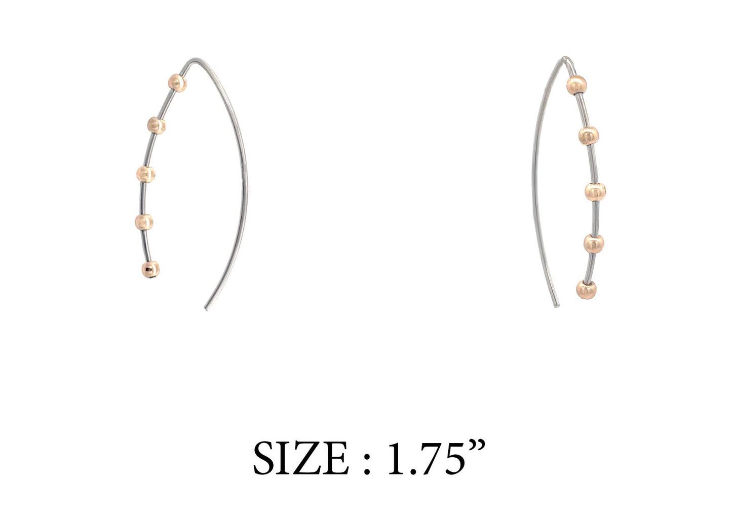 Silver Wire with Gold Beaded 1.75" Threaded Earring