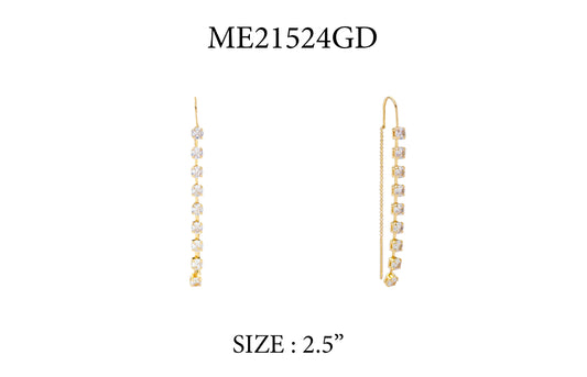 Gold with Rhinestone Threaded Drop Earring