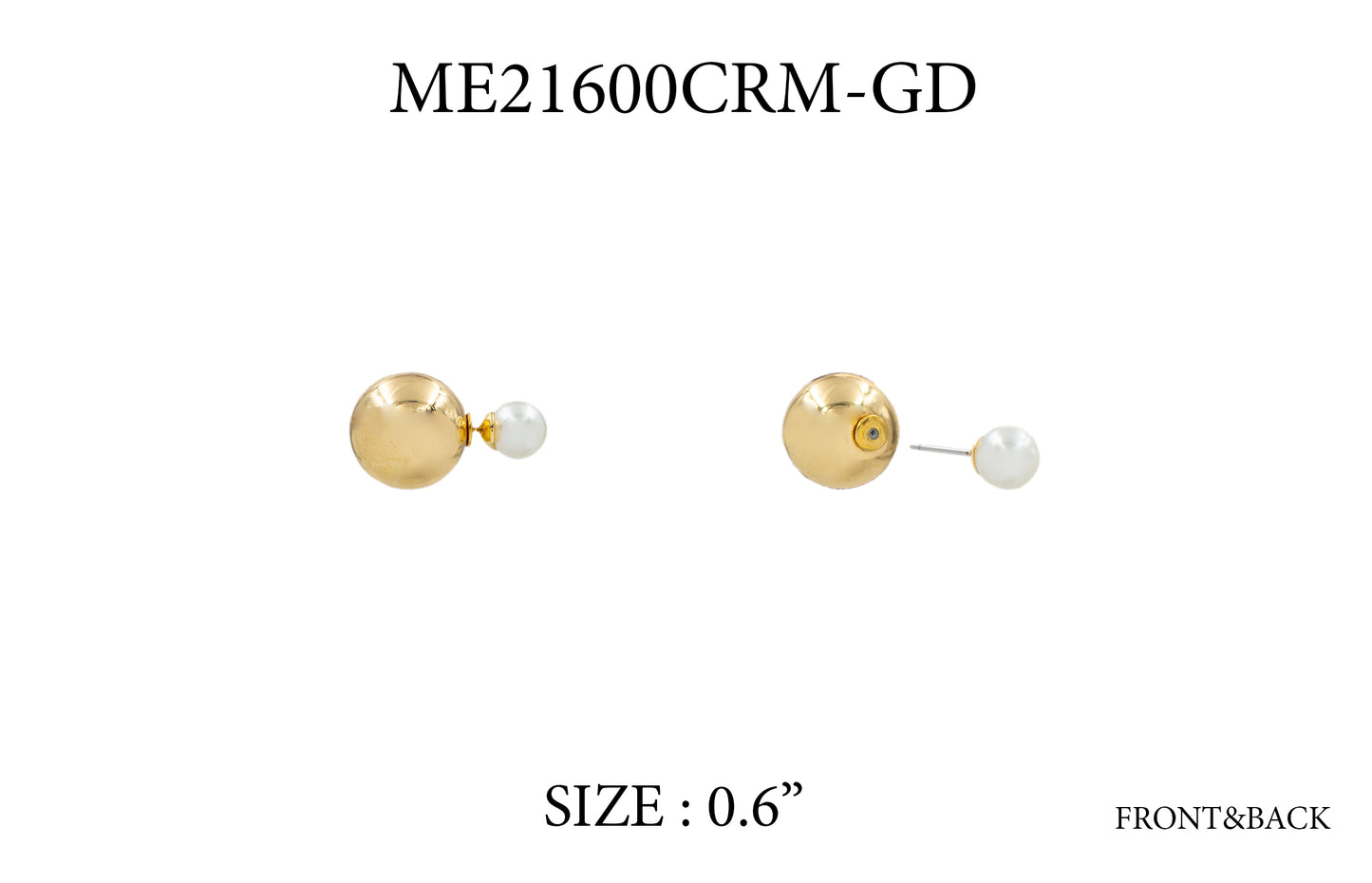 Double Sided Gold and Pearl Stud Earring