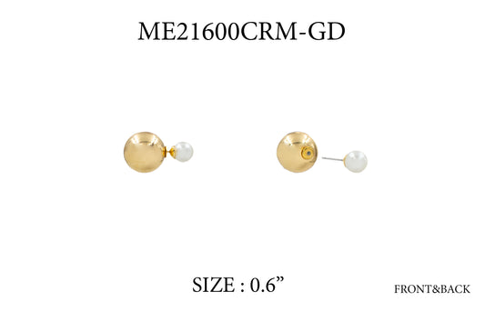 Double Sided Gold and Pearl Stud Earring