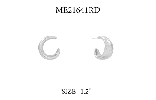 Silver Textured 1.25" Hoop Earring