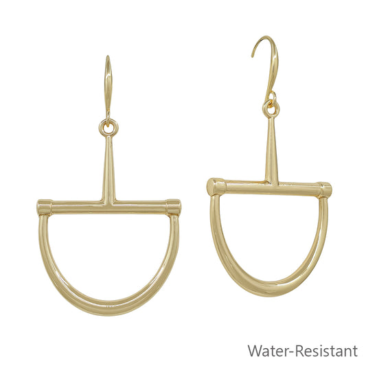 Water Resistant Gold Horse Bit 1" Drop Earring