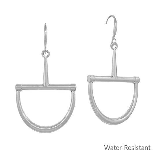 Water Resistant Silver Horse Bit 1" Drop Earring