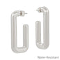 Water Resistant Silver Squared 1.5" Hoop Earring