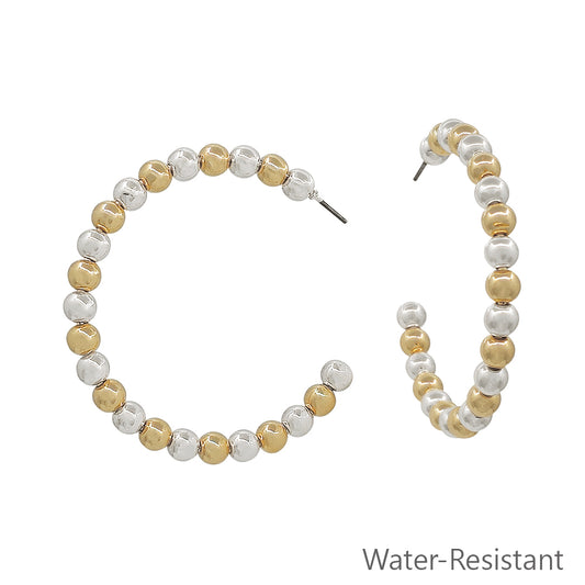 Water Resistant Gold and Silver Graduated 2" Hoop Earring