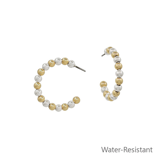 Water Resistant Gold and Silver Graduated 1" Hoop Earring