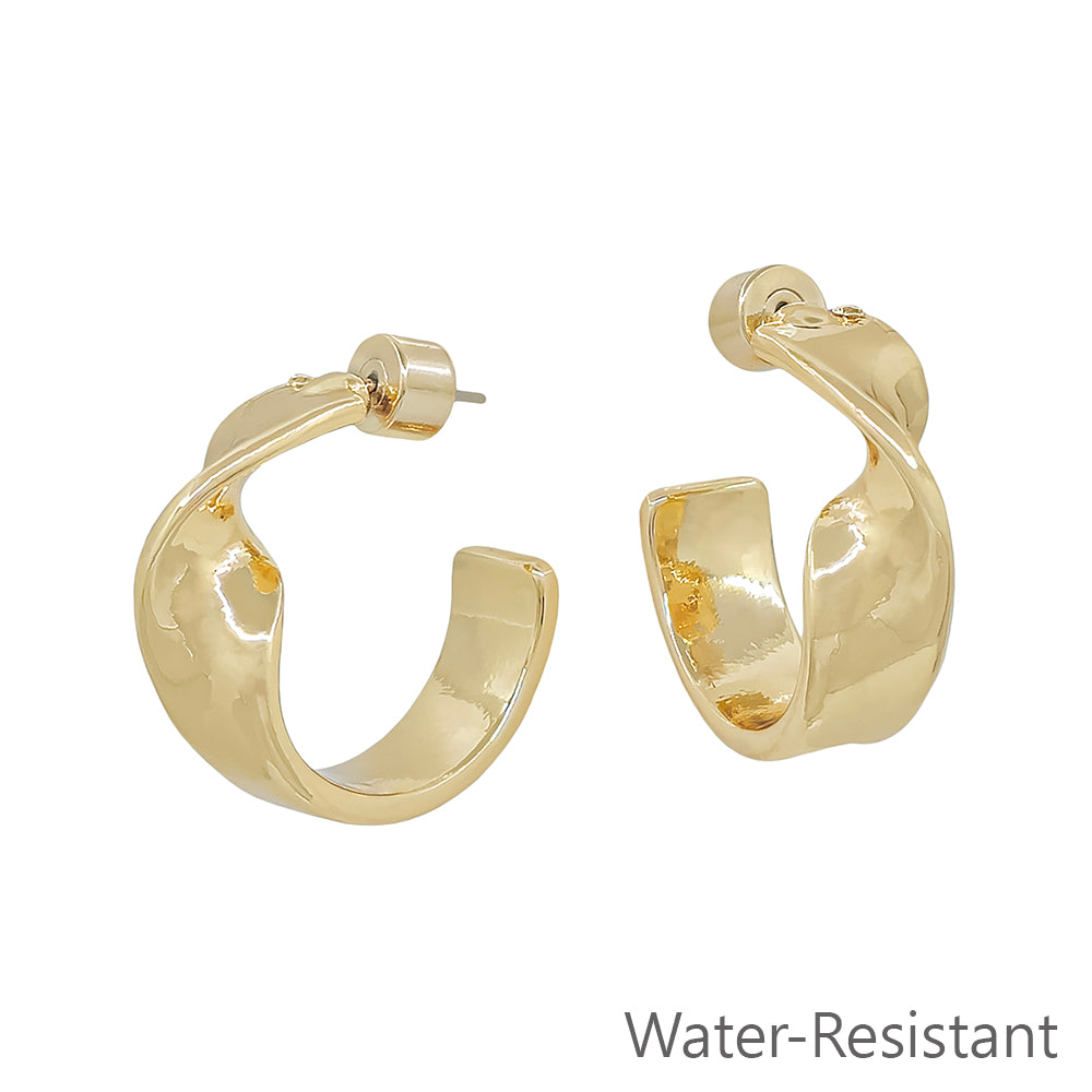 Gold Metal Twisted 1" Hoop Earring