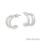 Water Resistant Silver Open Double Layered .75" Huggie Hoop Earring