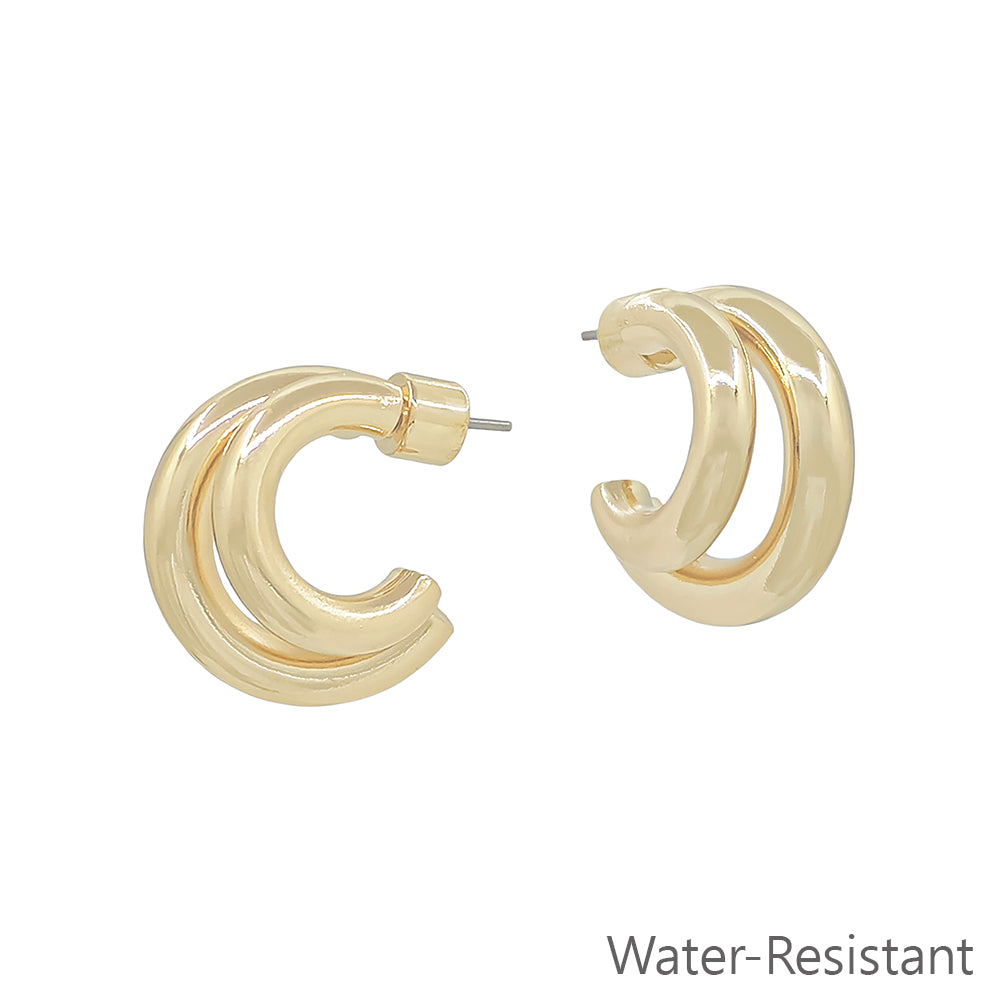 Gold Huggie Layered .5" Earring