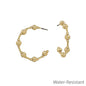 Water Resistant Gold Beaded with 4MM Gold Beaded 1" Hoop Earring