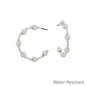 Water Resistant Silver Beaded with 4MM Silver Beaded 1" Hoop Earring