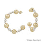 Water resistant Silver Beaded with Gold 10MM 2" Hoop Earring
