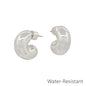 Water Resistant Silver Rounded Huggie .5" Hoop Earring