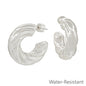Water Resistant 1.25" Silver Thick Twisted Hoop Earring