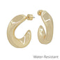 Water Resistant 1.25" Gold Rounded Hoop Earring