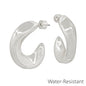 Water Resistant 1.25" Silver Rounded Hoop Earring