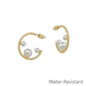 Water Resistant 1" Gold Metal Hoop with 3 Pearls