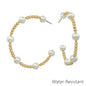Water Resistant Gold Beaded with 6MM Pearl Beaded 2" Hoop Earring