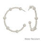 Water Resistant Silver Beaded with 6MM Silver Beaded 2" Hoop Earring