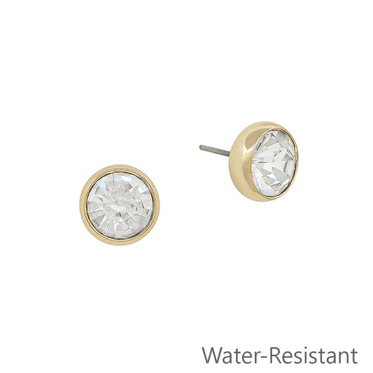 Gold with 8mm Crystal Post Earring