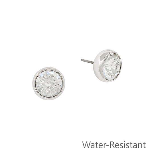 Silver with 8mm Crystal Post Earring