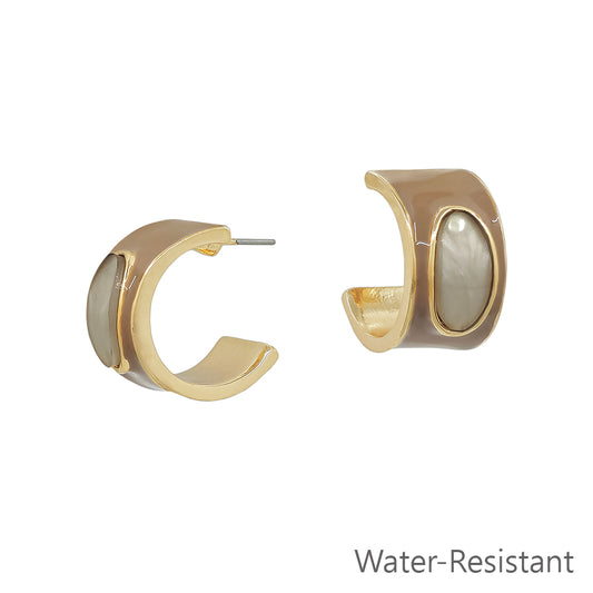 Water resistant Light Mocha Multi Color Coated .5" Hoop Earring