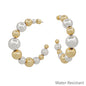Gold and Silver Graduated 2" Beaded Hoop Earring