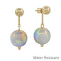 Water resistant Grey 16MM with Gold Bar 1.25" Earring