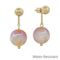 Water resistant Champagne 16MM with Gold Bar 1.25" Earring