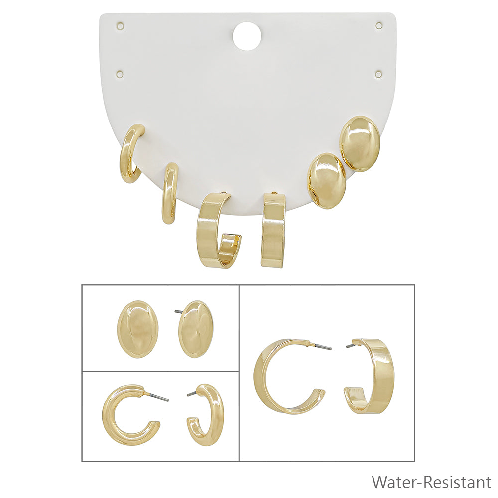 Set of 3 Gold Hoop Earrings