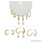 Water Resistant Set of 3 Pearl Huggie and Hoop Earrings