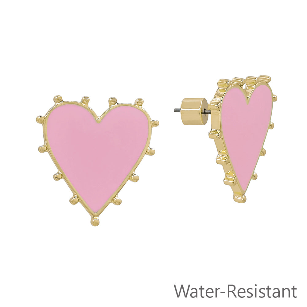 Light Pink Studded .75" Heart Stud Earring