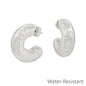 Water resistant Hammered Silver Chunky 1.25" Hoop Earring